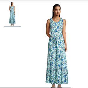 Womens Tiered Maxi Dress Lotus Floral Print Plus Size
